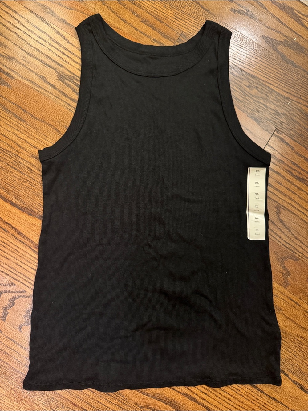 a new day Classic Black Ribbed Tank Top, XL, NWT